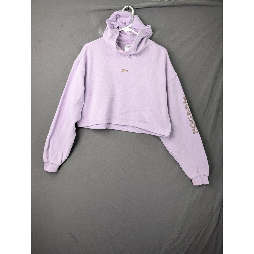 Reebok Womens Lavender Purple Cropped Hoodie Sweatshirt Size Medium 5651